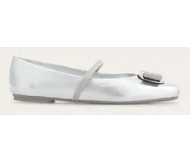 Damen New Vara plate Ballerina Silber Größe 5