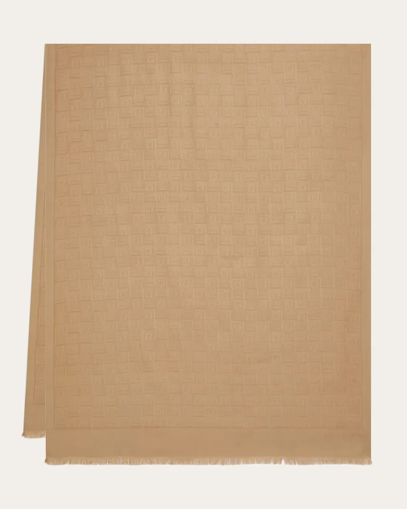Ferragamo Damen Ferragamo Monogram Stola Beige Braun