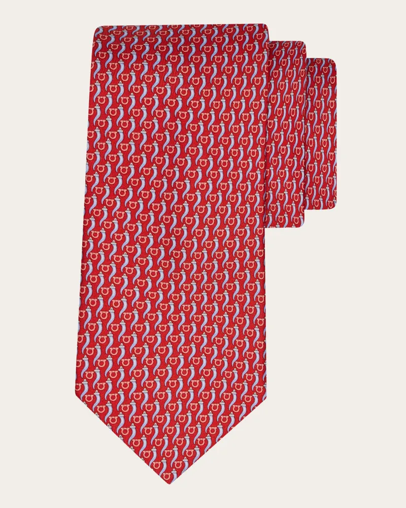 Ferragamo Herren Seidenkrawatte mit Good Luck-Print Rot Rot