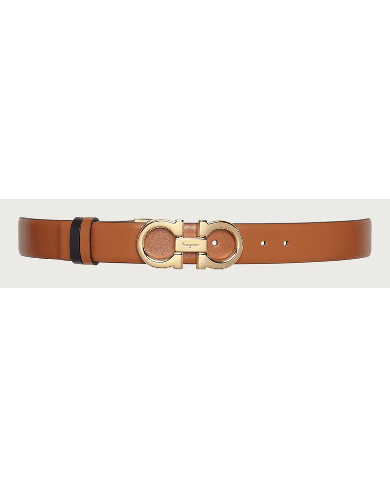 Ferragamo Damen Verstellbarer Gancini-Wendegürtel Braun Braun