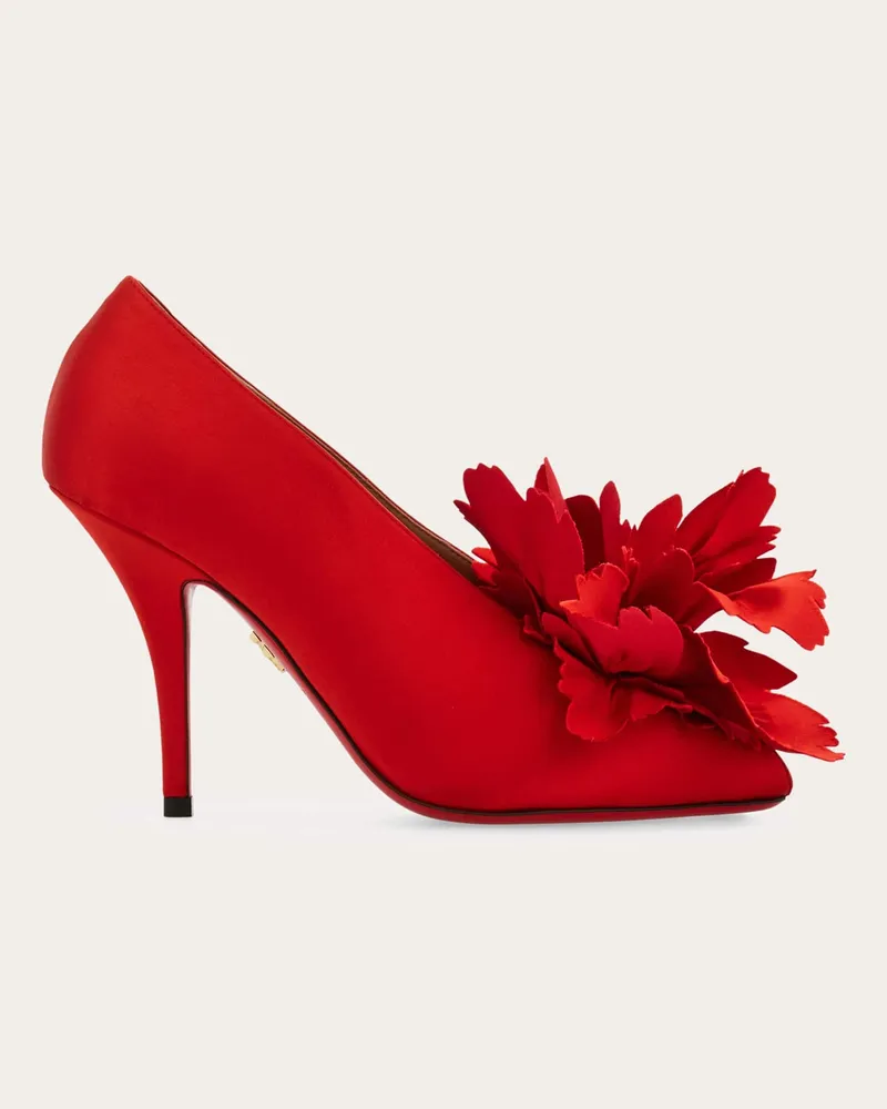 Ferragamo Damen Pumps mit Blume Rot Größe 5 Rot