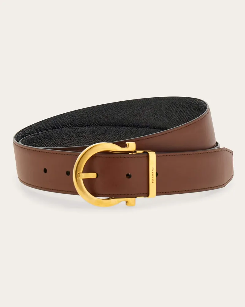 Ferragamo Damen Verstellbarer Wendegürtel mit Einzel-Gancini-Element Braun Braun