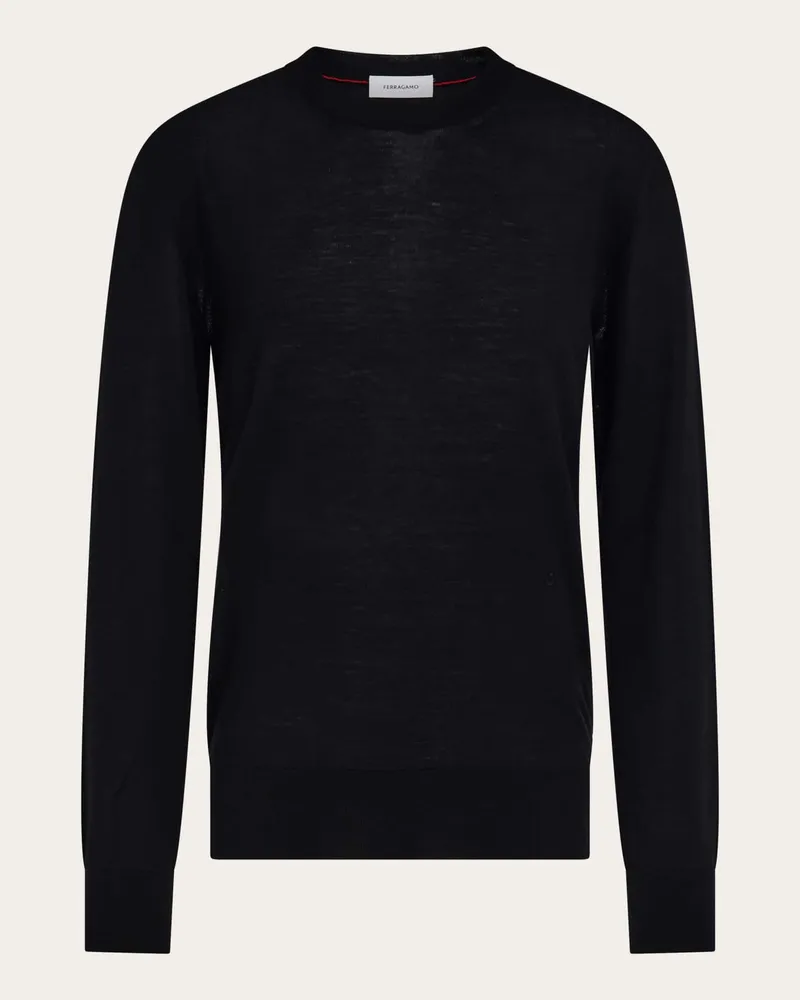 Ferragamo Herren Rundhalspullover Schwarz Schwarz