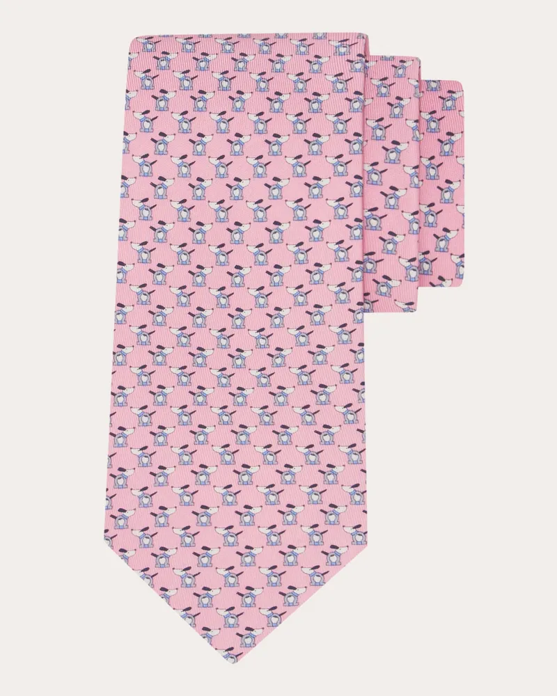 Ferragamo Herren Seidenkrawatte mit Hündchen-Print Rosa Rosa