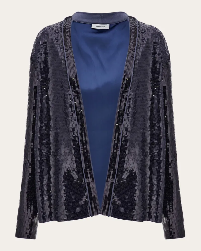 Ferragamo Damen Jacke mit Pailletten Blau Blau