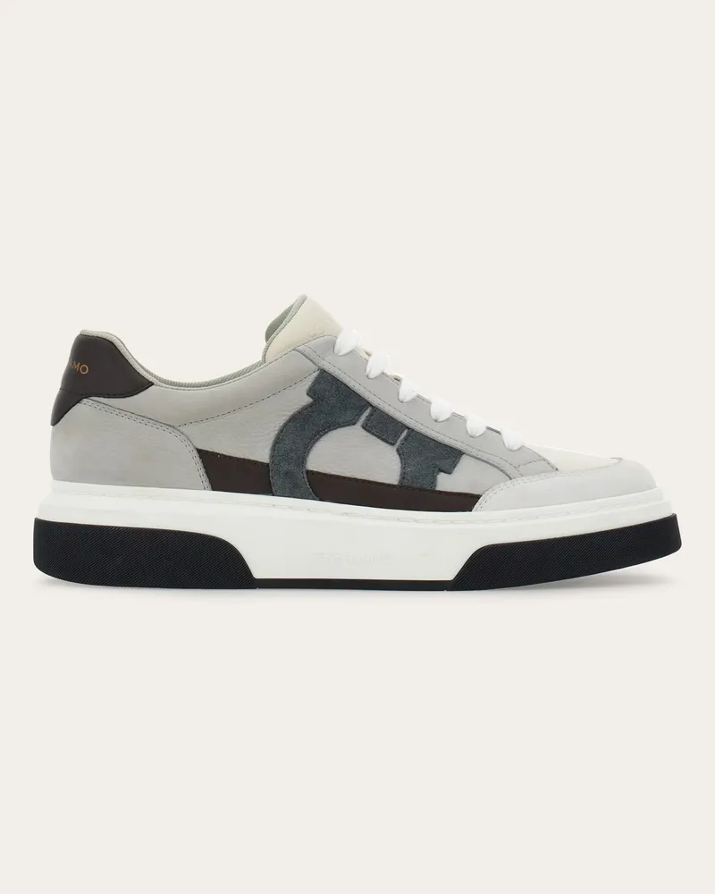 Ferragamo Herren Low-Top-Sneaker mit Gancini-Motiv Grau Größe Grau