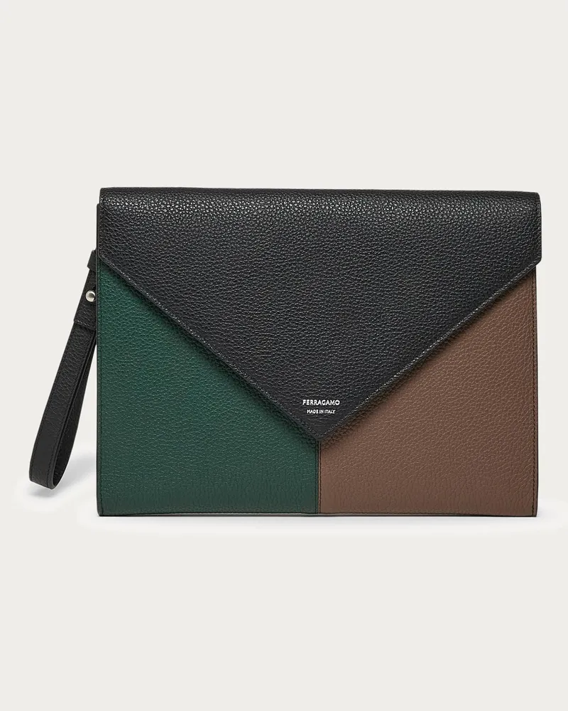 Ferragamo Herren Dokumententasche Schwarz Schwarz