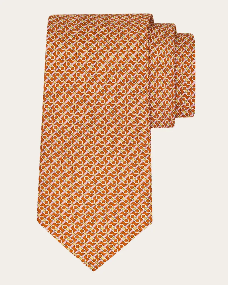Ferragamo Herren Seidenkrawatte mit Gancini-Print Orange Orange