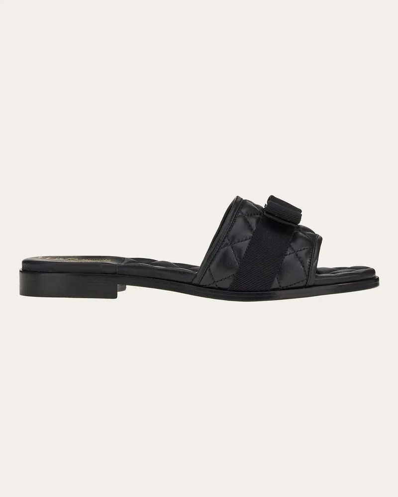 Ferragamo Damen Slide mit Vara-Schleife Schwarz Größe 5 Schwarz