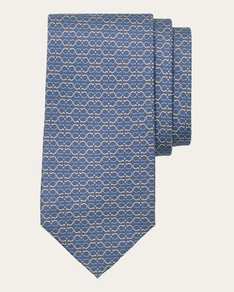 Ferragamo Herren Seidenkrawatte mit Gancini-Print Grau Grau