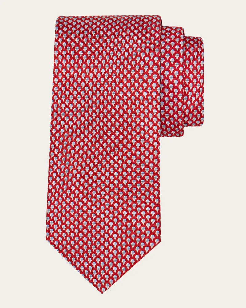 Ferragamo Herren Seidenkrawatte mit Eiscreme-Print Rot Rot