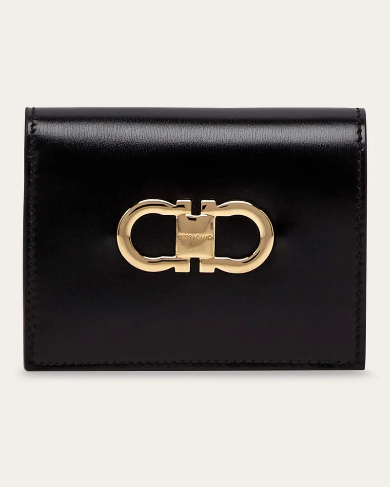 Ferragamo Damen Gancini Portemonnaie Schwarz Schwarz