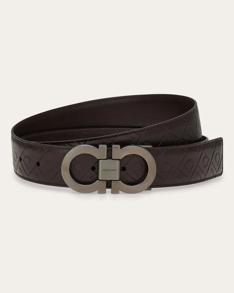 Ferragamo Herren Verstellbarer Gancini Wendegürtel Braun Braun