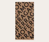 Damen Schal aus Doppelgewebe mit Lettering Beige