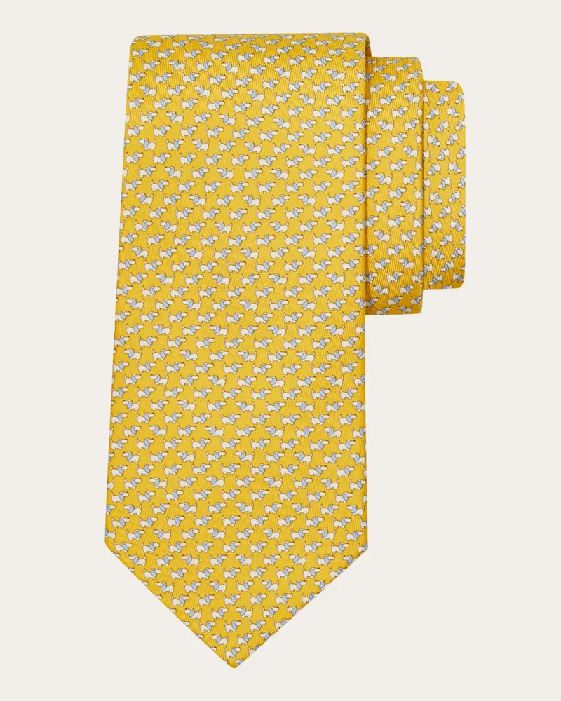 Ferragamo Herren Seidenkrawatte mit Dylan-Print Gelb Gelb