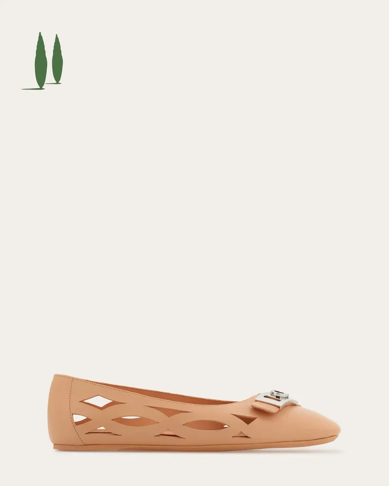 Ferragamo Damen Back to Earth - Ballerina mit Hug-Schnalle Rosa Größe Rosa