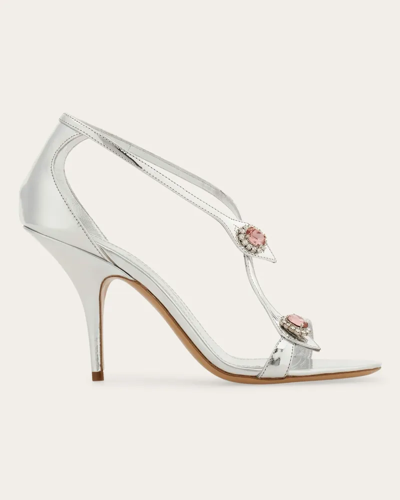 Ferragamo Damen Sandale mit Kristallen Silber Größe Silber