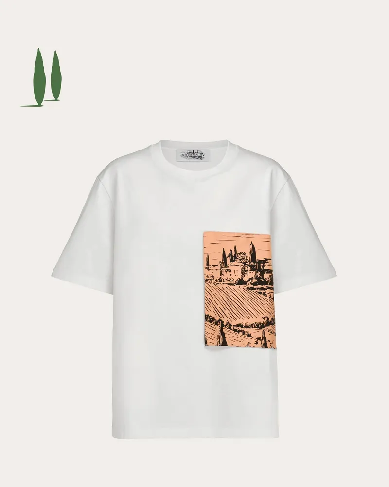 Ferragamo Damen Back to Earth - T-Shirt mit Tasche Rosa Rosa