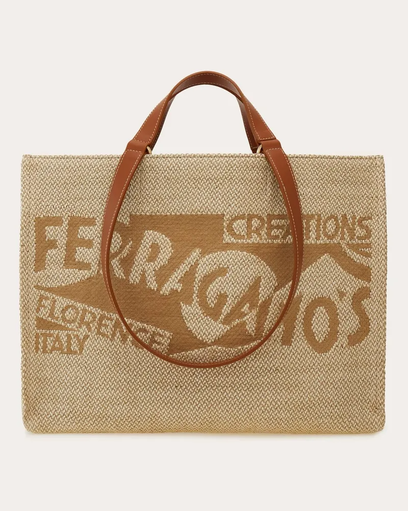 Ferragamo Damen Cabas mit Logo (L) Beige Braun