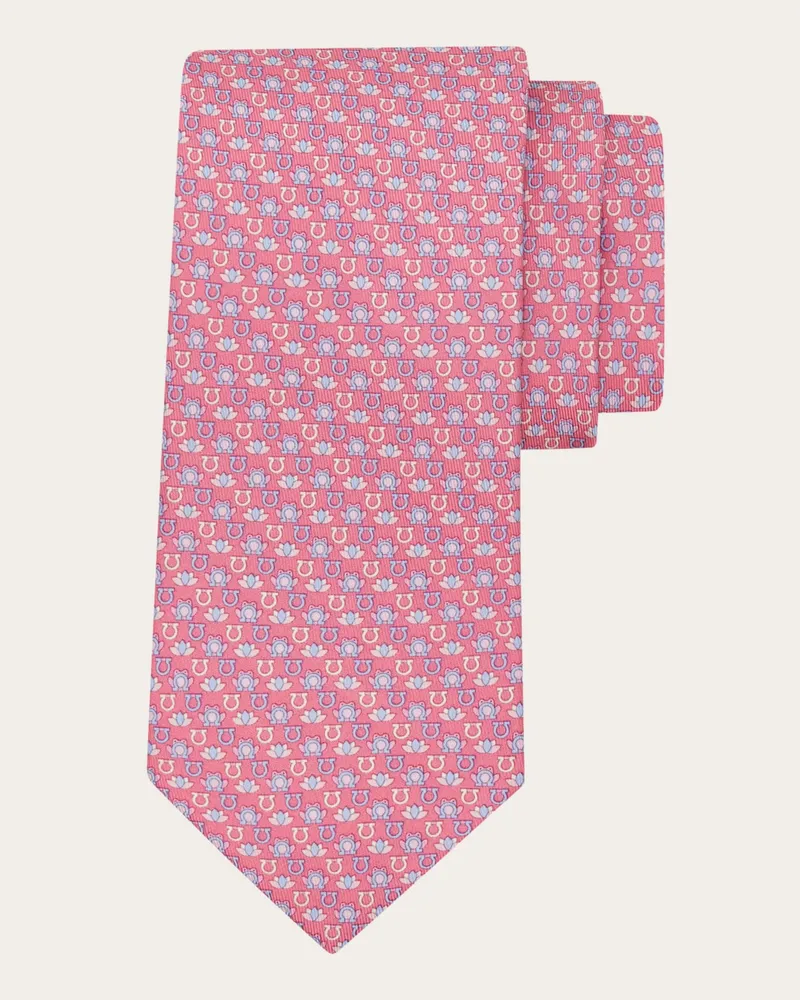 Ferragamo Herren Seidenkrawatte mit Frosch-Print Rosa Rosa