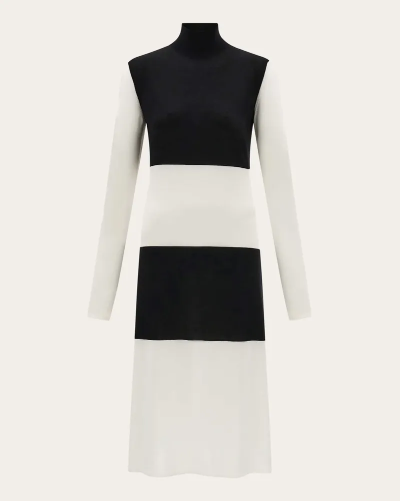 Ferragamo Damen Farbblock-Kleid Weiß Weiß