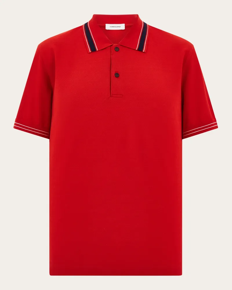 Ferragamo Herren Kurzärmliges Polohemd Rot Rot
