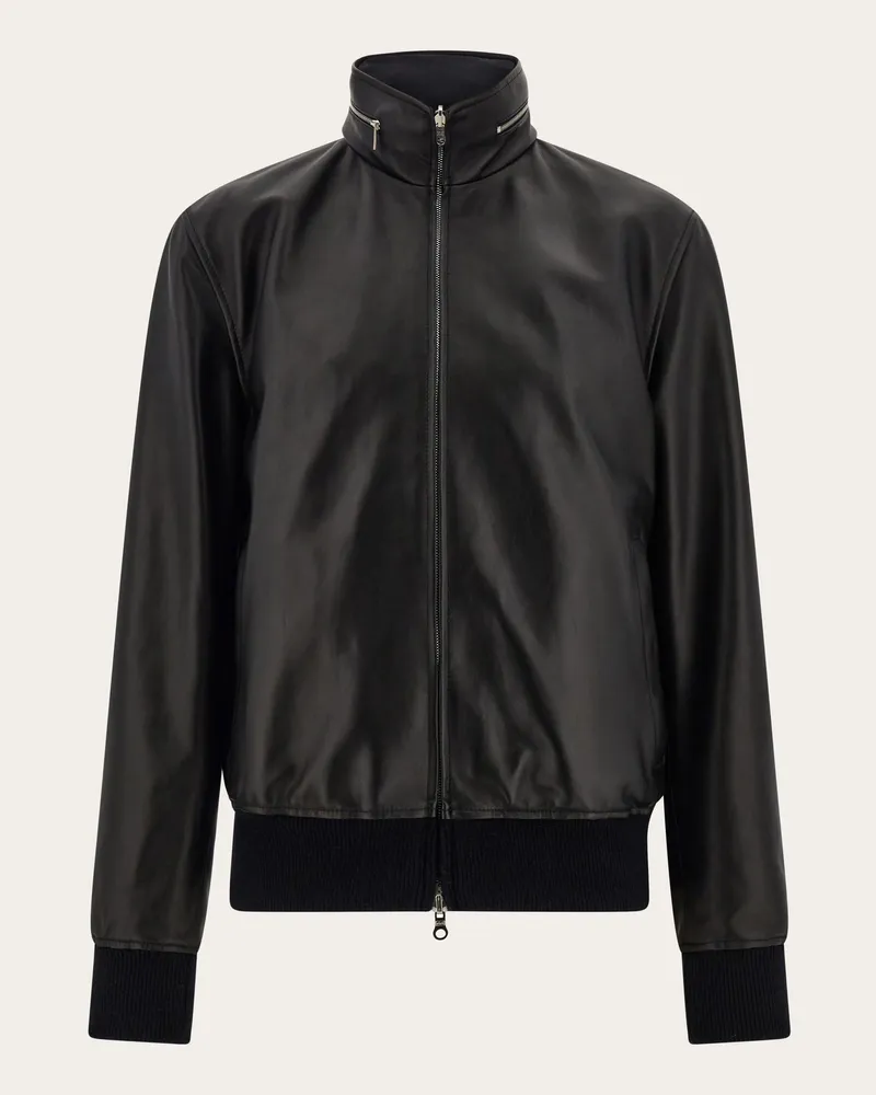 Ferragamo Herren Wendeblouson aus Nappa Schwarz Schwarz