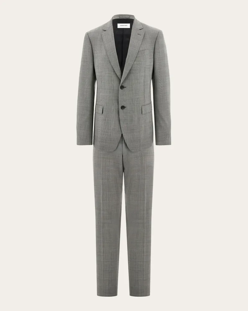 Ferragamo Herren Anzug in Glencheck Grau Grau
