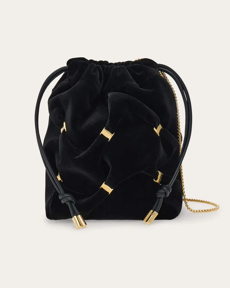 Ferragamo Damen Mini Beuteltasche mit Mini-Varini Schwarz Schwarz