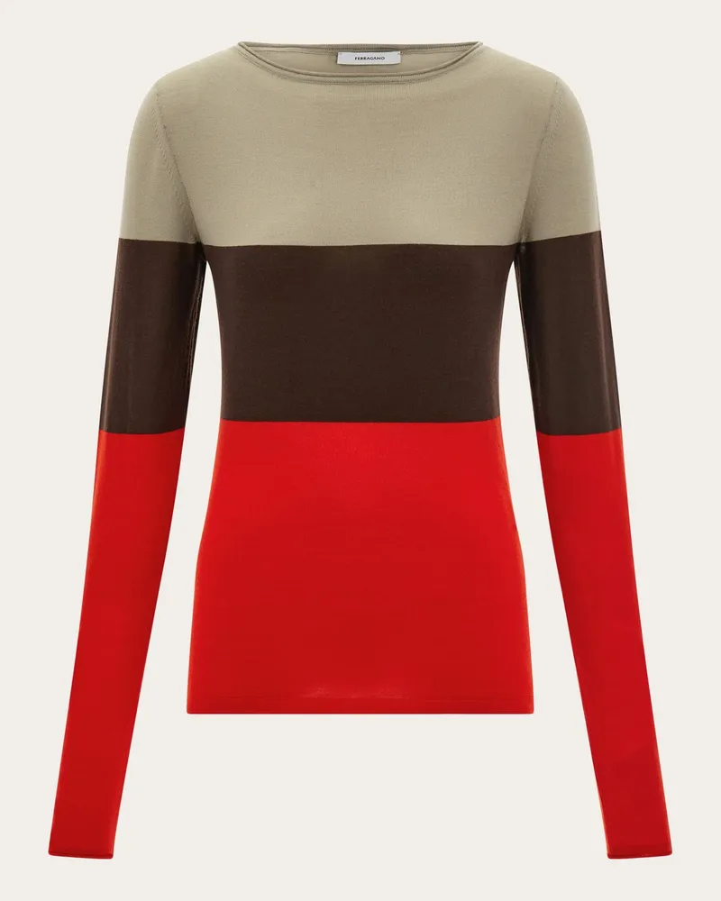 Ferragamo Damen Farbblock-Pullover Rot Rot