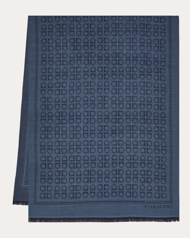 Ferragamo Herren Stola Gancini square Blau Blau