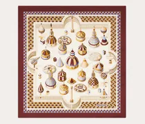 Damen Seidenhalstuch mit Renaissance-Geometrien-Print Rot