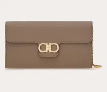 Damen Gancini Brieftasche mit Schulterkette Beige
