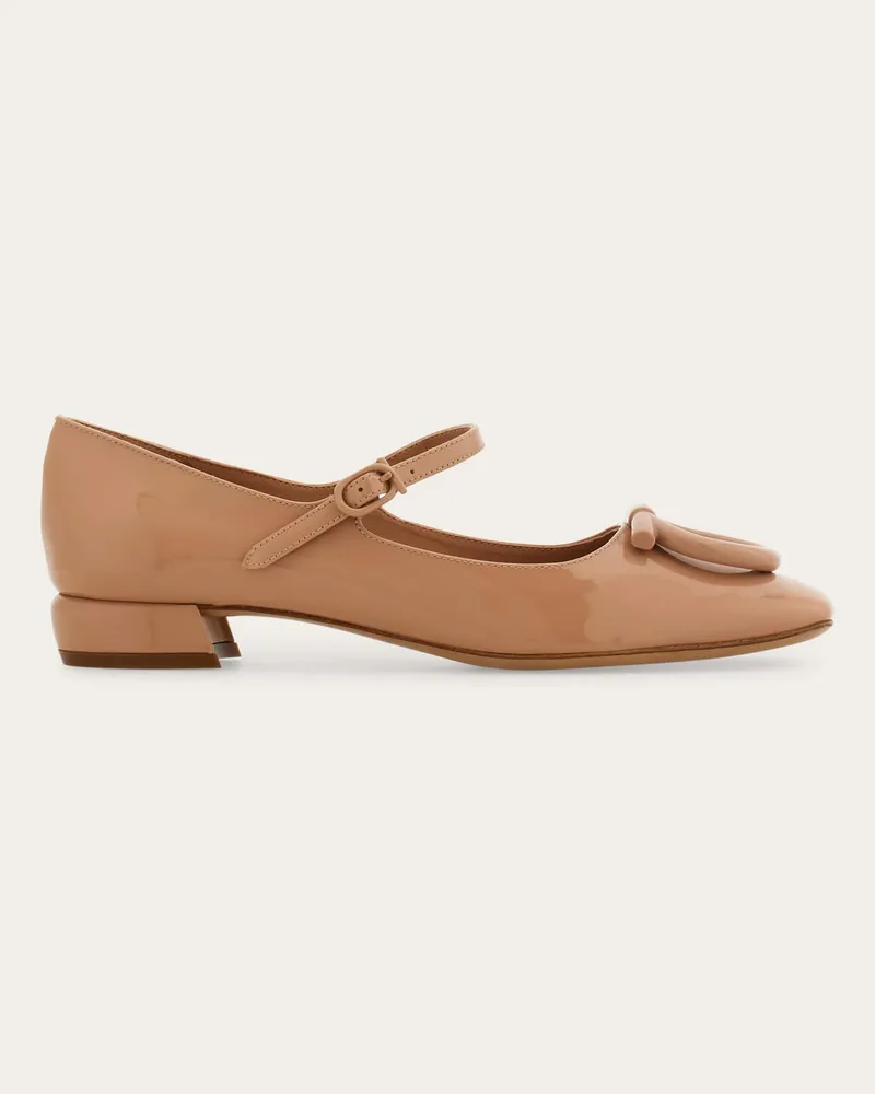 Ferragamo Damen Mary Jane mit Maxi-Gancini Beige Größe Braun