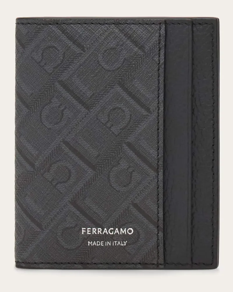 Ferragamo Herren Kreditkartenetui Ferragamo Monogram Schwarz Schwarz