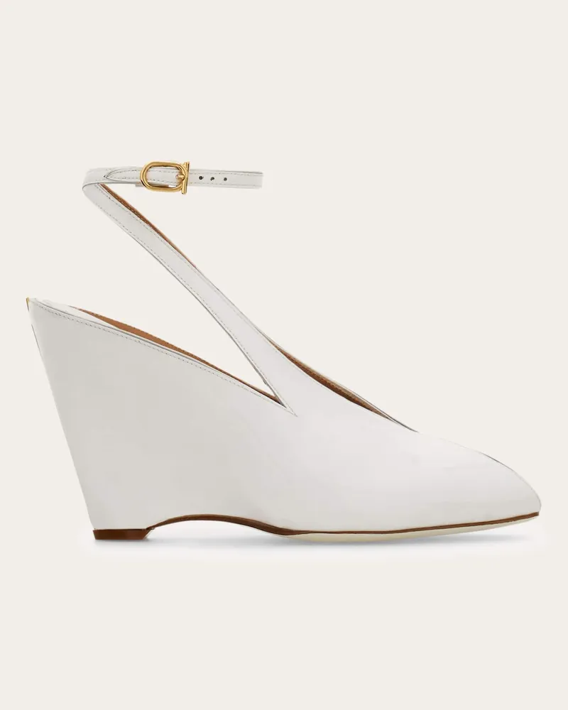 Ferragamo Damen Plateau-Sandale mit Keilabsatz Weiß Größe 5 Weiß