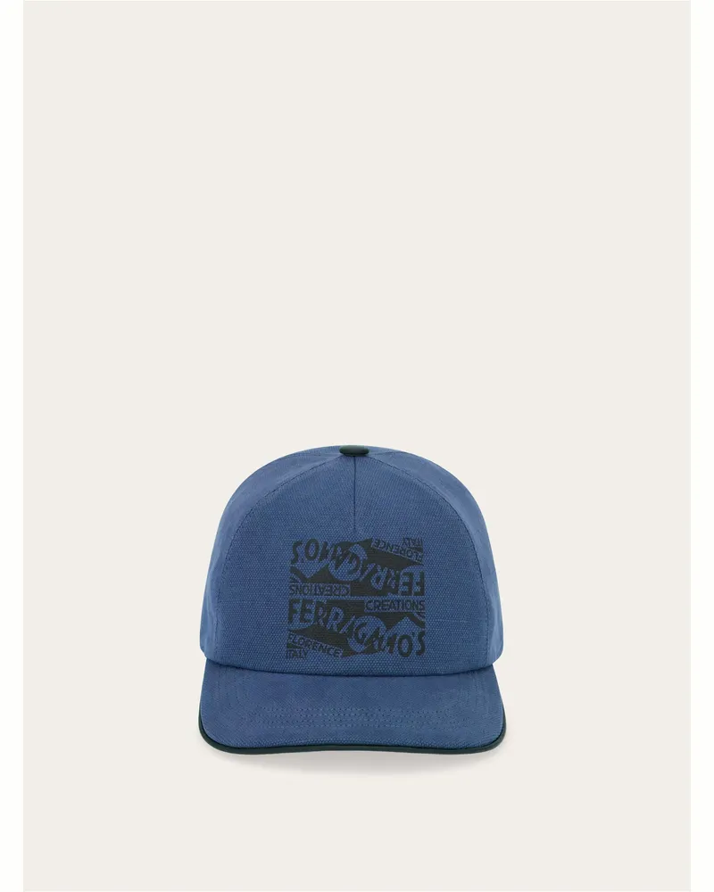 Ferragamo Herren Cap mit Makro-Logo Blau Blau