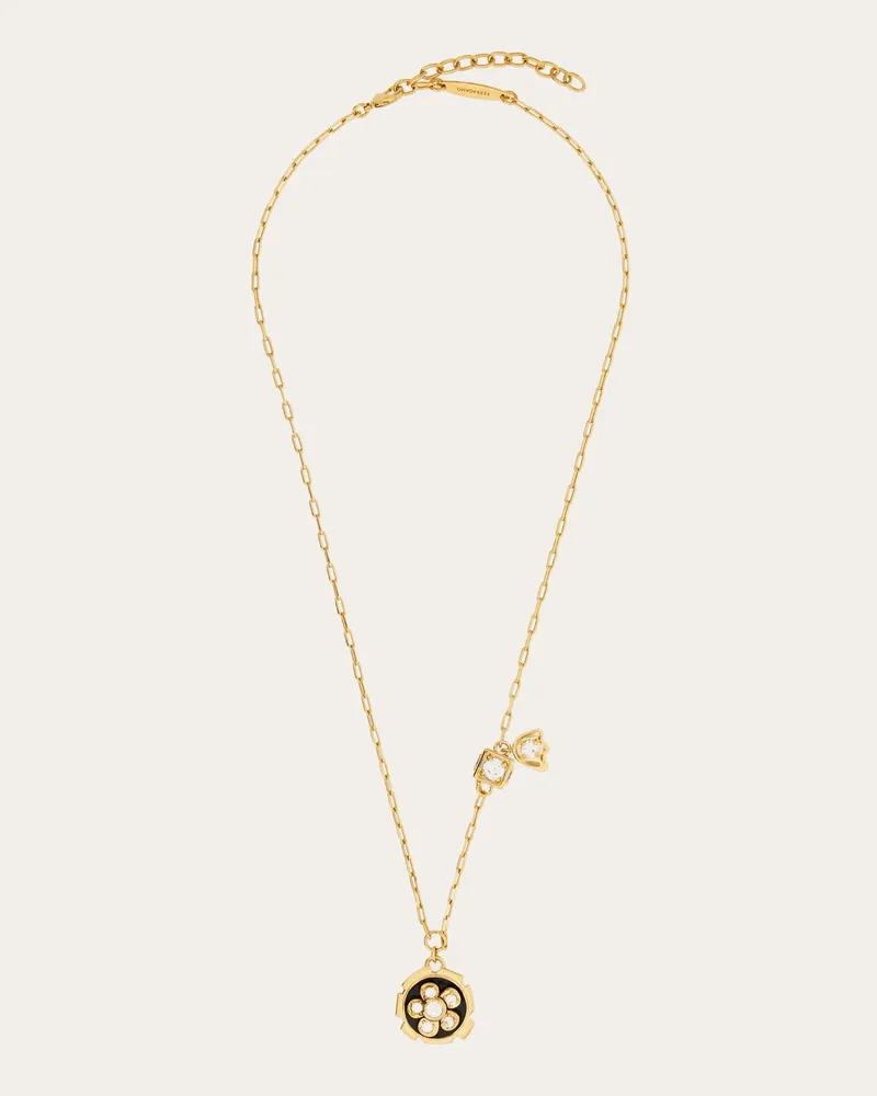 Ferragamo Damen Halskette mit Blumen-Anhänger Gold Gold