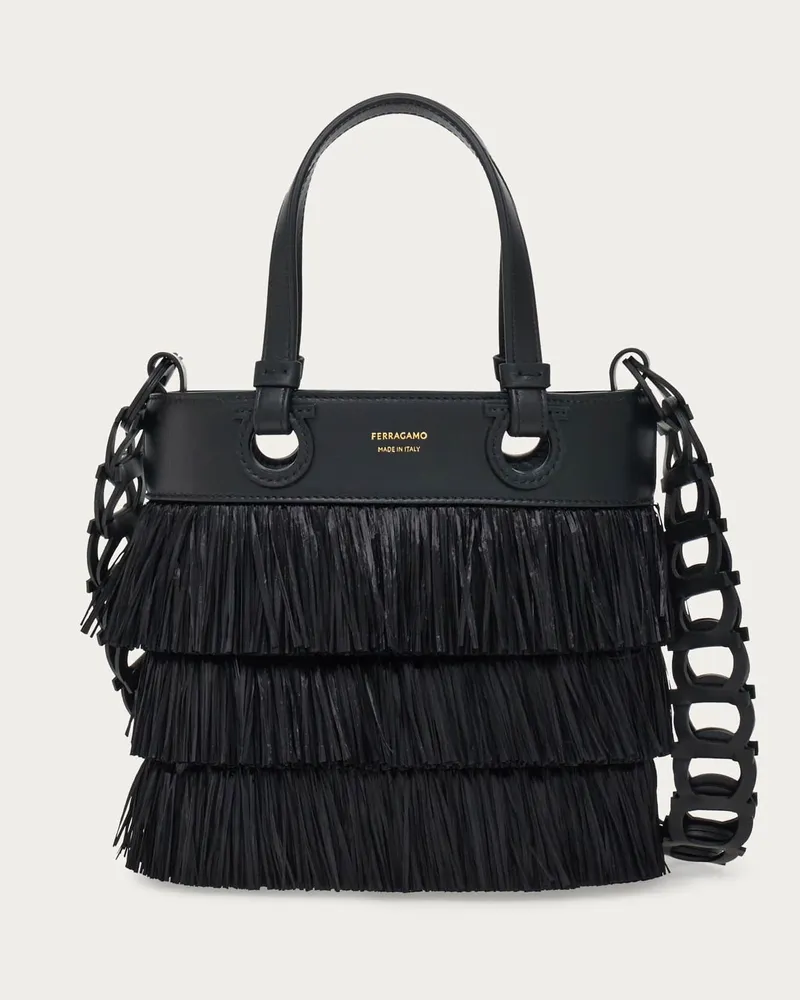 Ferragamo Damen Fransen-Cabas Schwarz Schwarz