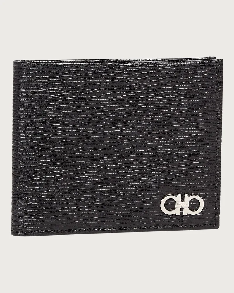 Ferragamo Herren Doppelt gefaltete Brieftasche mit Münzfach Schwarz Schwarz