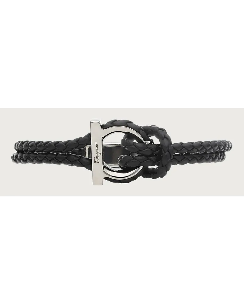 Ferragamo Herren Armband mit Gancini-Detail (S) Schwarz Schwarz