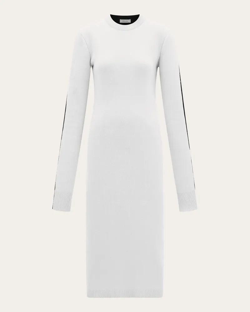 Ferragamo Damen Zweifarbiges Strickkleid Weiß Weiß