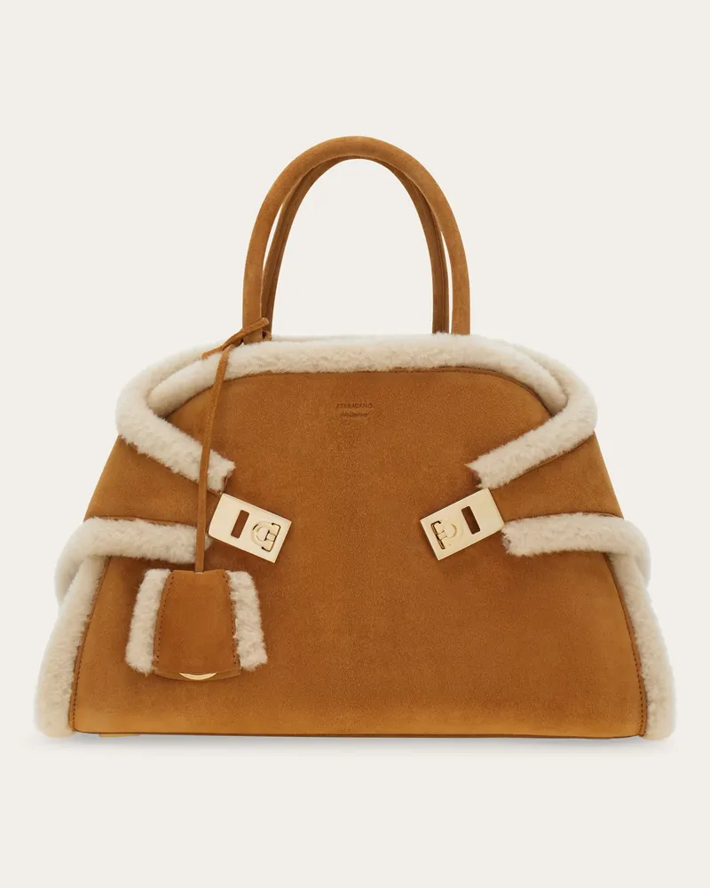 Ferragamo Damen Hug Handtasche (M) Braun Braun