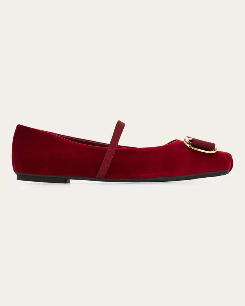 Ferragamo Damen New Vara Plate Ballerina Rot Größe 5 Rot