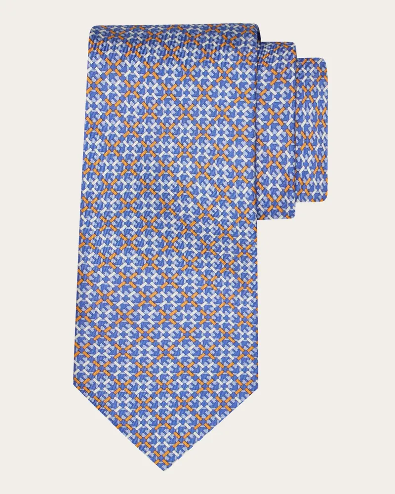 Ferragamo Herren Seidenkrawatte mit Gancini-Print Blau Blau