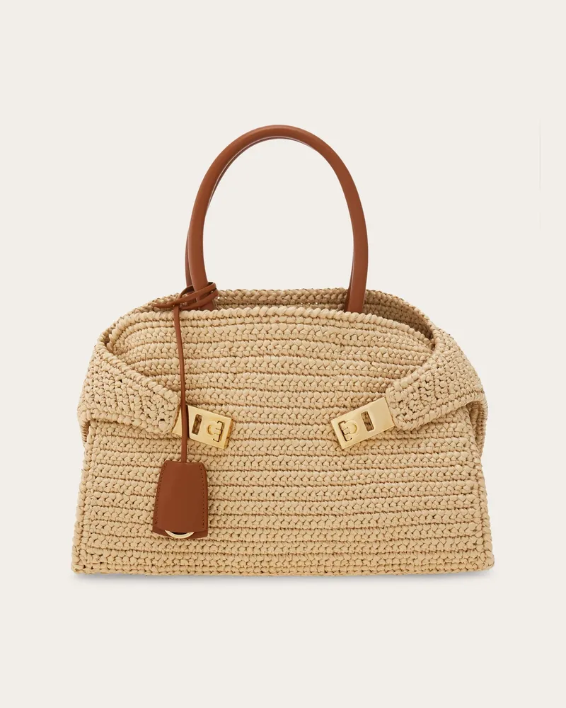 Ferragamo Damen Hug Handtasche (M) Beige Beige