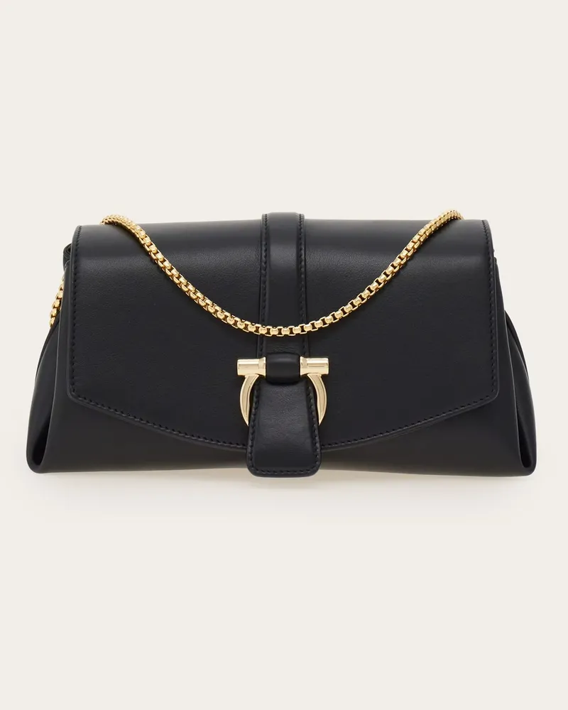 Ferragamo Damen Umhängetasche mit Klappe (XS) Schwarz Schwarz