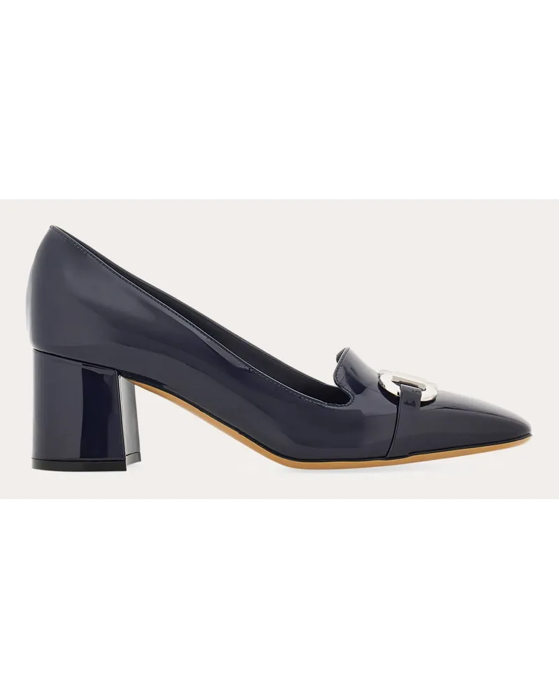 Ferragamo Damen Pumps mit Gancini-Ornament Blau Größe 5 Blau