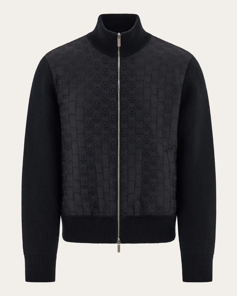 Ferragamo Herren Bomberjacke aus Strickware Schwarz Schwarz