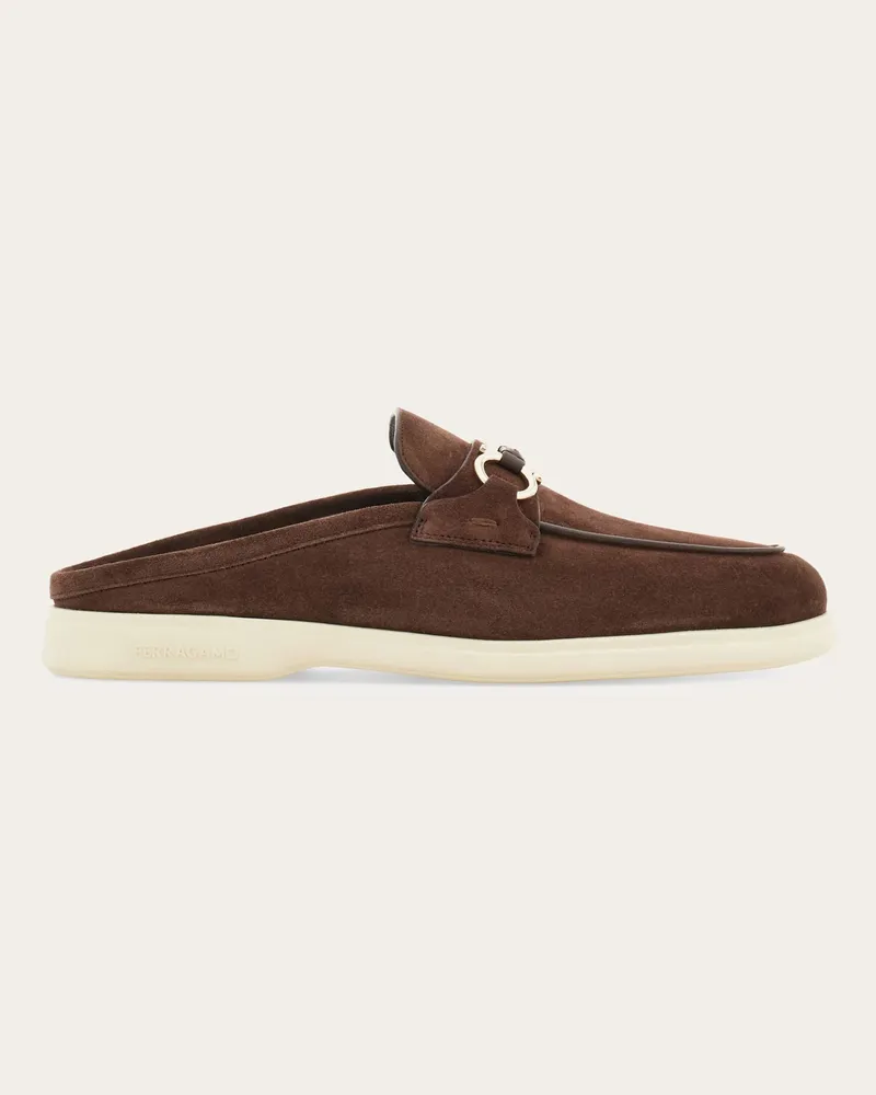 Ferragamo Herren Mule mit Gancini-Trense Braun Größe 5 Braun